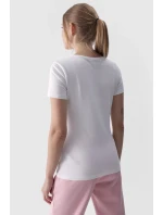 Hladké dámské tričko s logem bílé 4F 4FWMM00TTSHF1845-10S