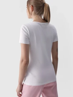 Hladké dámské tričko s logem bílé 4F 4FWMM00TTSHF1845-10S