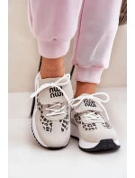 Sportovní boty sneakers dámské na platformě panterka bílo-bežové Pumbes