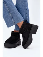 Dámské Nízké Sněhule Na Zasun S Oteplením S Hřejivým Kožíškem Černé Mavelle