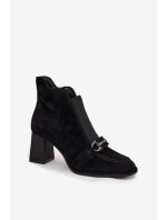 Dámské kotníkové boty z pravé semišové kůže na podpatku Artiker 57C0124 Černé