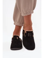 Dámské pantofle s kožešinou s klipem Černé Sylisse
