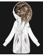 Damska kurtka z zamkami po bokach Goodlookin biała (B8578-26)