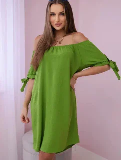 Šaty svázané na rukávech oliva