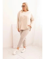 Dámská blůza Plus Size s bavlnou, kapsou a ohrnutým rukávem kiwi