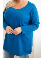 Dámská blůza Plus Size s lodičkovým výstřihem chabrová