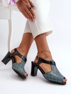 Tyrkysové tyrkysové dámské sandály na vysokém podpatku Queenmarie vyrobené z eko kůže