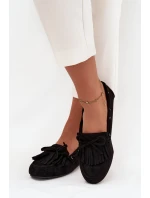 Dámské mokasíny s třásněmi a mašlí Olivianne – černé