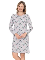 Dámská noční košile CHR-K 3022 šedá s plameňáky - Christina Secret Dámská noční košile CHR-K 3022 šedá s plameňáky - Christina Secret