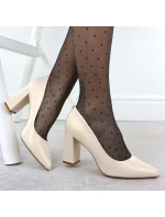 Béžové lodičky Sergio Leone PB216 s perleťovým jehlovým podpatkem