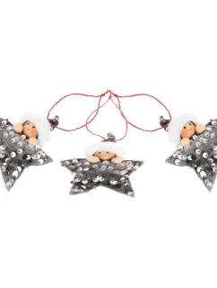 SADA PŘÍVĚSKŮ 3 KS HVĚZDIČKY STŘÍBRNÉ FLITRY PANENKY