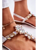 Dámské sandály žabky s kubickými zirkony stříbrne Solea