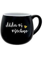 DĚDA VÍ VŠECHNO - černý keramický hrníček 300 ml