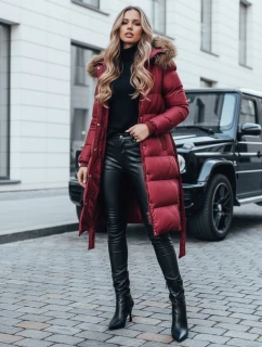 Dámská prošívaná zimní bunda s kožešinou STYLEBELLA červená FashionStreet TY5008