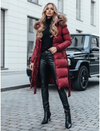 Dámská prošívaná zimní bunda s kožešinou STYLEBELLA červená FashionStreet TY5008