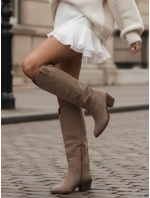 Dámské semišové béžové kozačky FashionStreet ZY1172 Dámské semišové béžové kozačky FashionStreet ZY1172