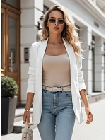 Dámské klasické sako s volánkovými rukávy ecru FashionStreet PY0136 Dámské klasické sako s volánkovými rukávy ecru FashionStreet PY0136
