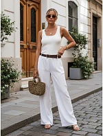 Dámské kalhoty z lyocellu se širokými nohavicemi, bílé, FashionStreet UY3067
