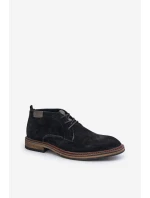 Semišové Pánské Boty Na Šněrování Černé Big Star OO174146