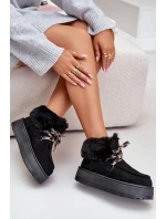 Dámské zavazovací sněžky s hrubou podrážkou černé Loso