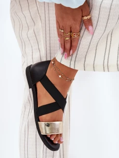 Dámské Plážové Sandály S Elastickými Pásky Černozlaté Marinea