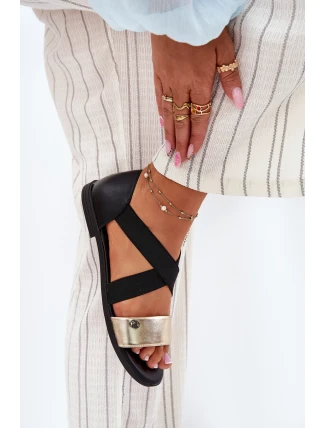 Dámské Plážové Sandály S Elastickými Pásky Černozlaté Marinea