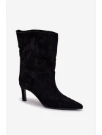 Nazouvací dámské kotníkové boty na jehlovém podpatku černé Solvienne