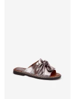 Dámské pantofle na nízkém podpatku – grafitové Nelvira