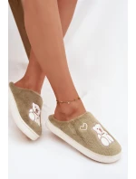 Dámské chlupaté papuče s medvídkem – zelené Noralie