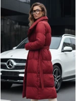 Dámský dlouhý prošívaný kabát FAVI bordó FashionStreet TY4961 Dámský dlouhý prošívaný kabát FAVI bordó FashionStreet TY4961