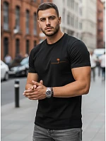 Pánské bavlněné tričko s minimalistickým potiskem černé FashionStreet NX0156R