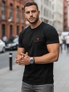 Pánské bavlněné tričko s minimalistickým potiskem černé FashionStreet NX0156R