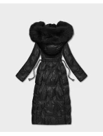 Černá dlouhá dámská prošívaná zimní bunda (T2-2221#-1)