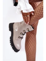 Dámské zateplené boty s ozdobnými knoflíky D&A MR870-51 Světle béžová