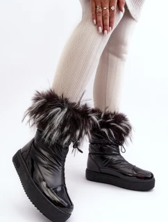 Dámské sněhule s kožešinou černé Big Star MM274379