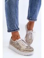 Kožené Polobotky Na Platformě Bežové Hypnosis