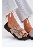 Dámské Sametové Sandały S Dekorativními Přezkami Big Star RR274659 Světle Růžové