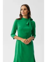 S346 Šaty s vázáním u krku - zelené