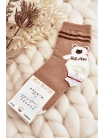 Mládežnické teplé ponožky s medvídkem, světle hnědé Mládežnické teplé ponožky s medvídkem, světle hnědé