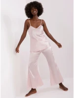 Trzyczęściowa satynowa piżama ze spodniami Goodlookin jasny róż (1079)
