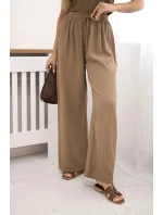 Mušelínové kalhoty se širokou nohavicí velbloud