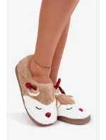 Vánoční dámské pantofle s motivem soba chlupaté béžové Orsella Vánoční dámské pantofle s motivem soba chlupaté béžové Orsella