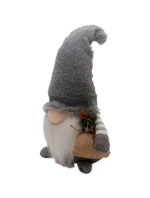 DEKORATIVNÍ PLYŠOVÝ TRPASLÍK LED 38CM ŠEDÝ