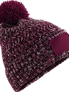 Beechfield B 331 Pletená čepice s bambulí "Ramble Patch" 53.0331 burgundy twist