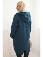 Dámská mikina zateplená Plus Size s kapucí a véčkovým výstřihem hnědá