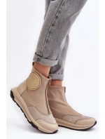 Dámské kožené boty s zipem Maciejka 06297-22 béžové