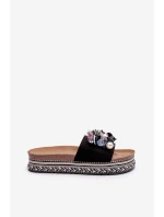 Dámské žabky na platformě s ozdobami S.Barski HY077 černé