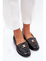 Kožené mokasíny se zlatou ozdobou černé Laura Messi 2927