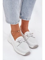 Kožené Polobotky Z Přírodní Kůže Na Platformě Artiker 56C2101 Bílé