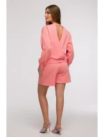 B293 Mikina s otevřenými zády - korálová